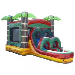 Tropical Fire Wet/Dry Bounce House with Slide