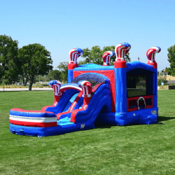 American Boxing Dual Lane Wet/Dry Bounce House with Slide