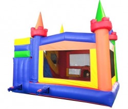 Rainbow20Castle20Back 1722806648 Rainbow Castle Wet/Dry Bounce House with Slide