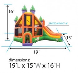 Rainbow Deluxe Castle Dry Bounce House with Slide