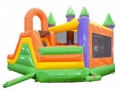 Rainbow Deluxe Castle Dry Bounce House with Slide