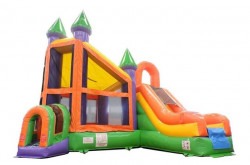 Rainbow Deluxe Castle Dry Bounce House with Slide