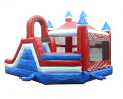 Red20White20and20Blue20Rear 1722808062 American Deluxe Castle Dry Bounce House with Slide