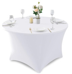 5ft Round Spandex Table Cover - White